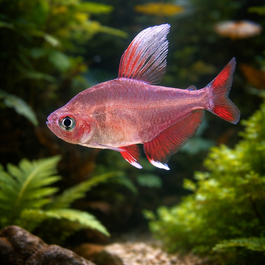 Ruusutetra valkoev&auml; (Megalamphodus rosaceus white fin)
